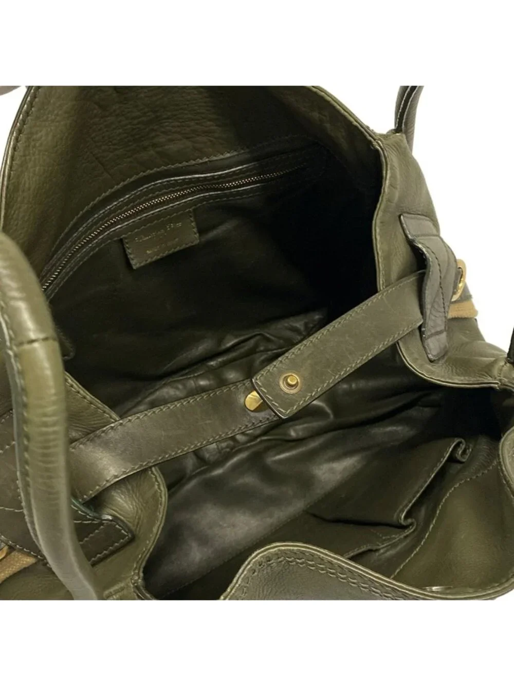 Dior Handbag Khaki Beige Leather - Picture 7 of 15